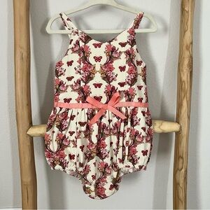 Kate Quinn Floral Pink and Cream Kids Bubble Romper